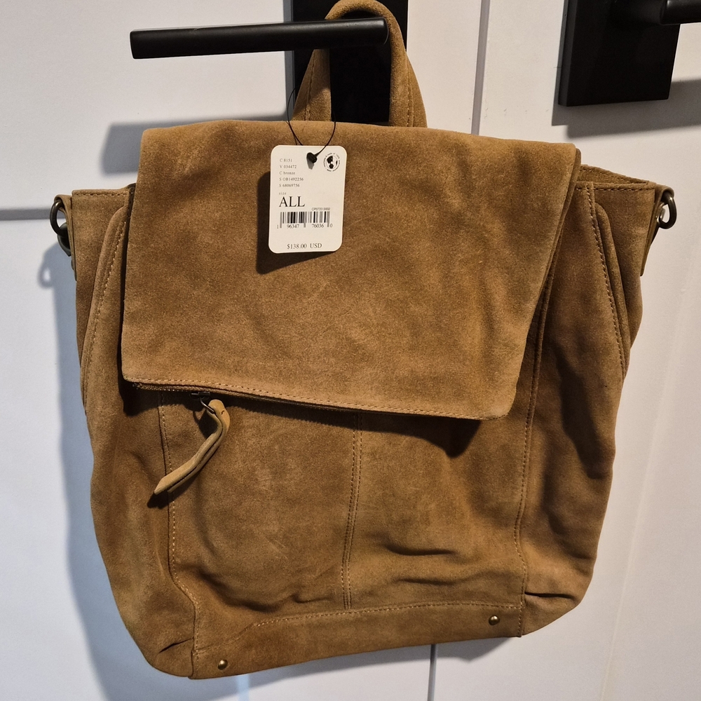 Free People Tan Suede Backpack